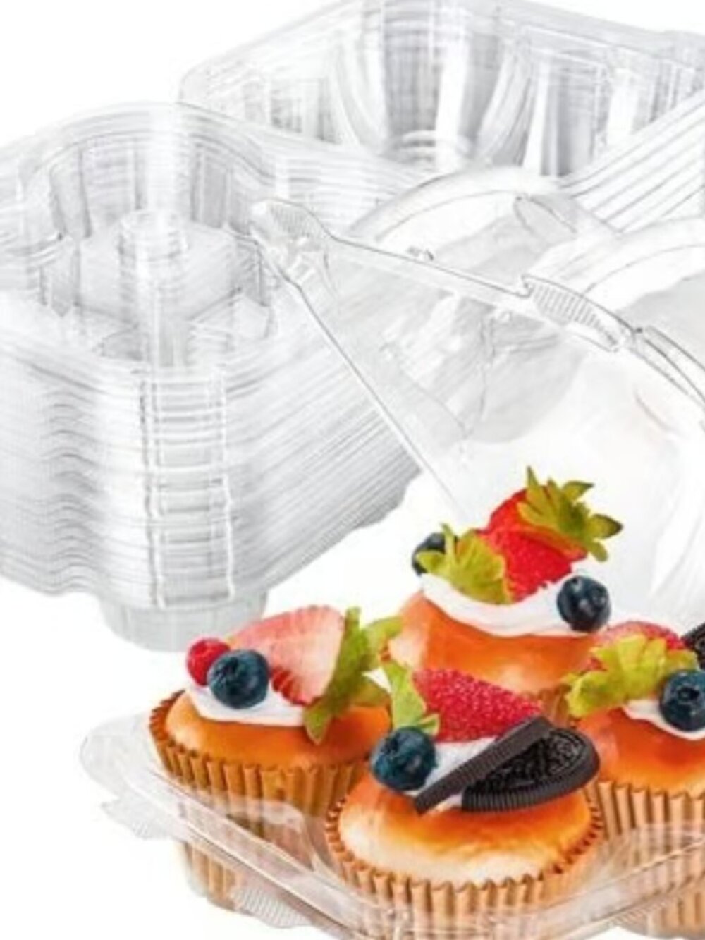 NPLUX 4 Compartment Cupcake Containers 20 Pack Cupcake Holder